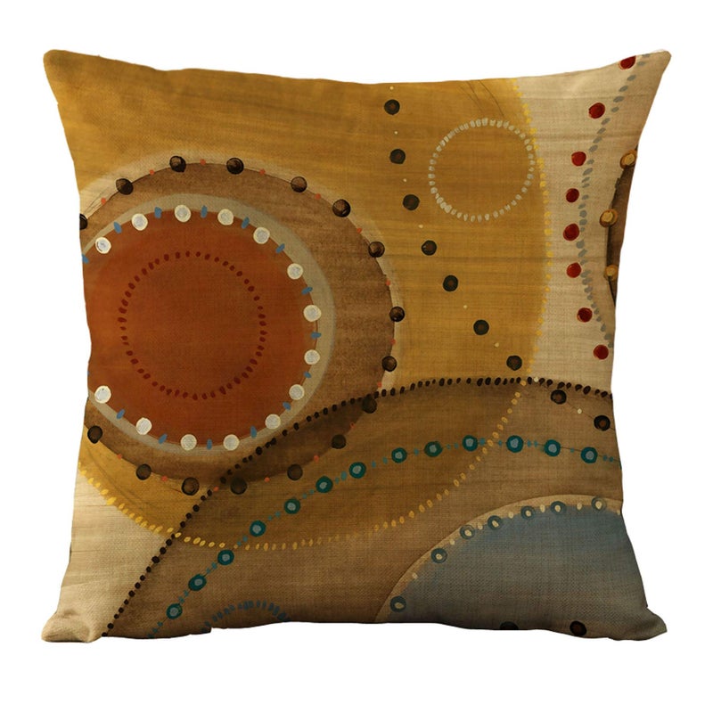 WOMHOPE Set of 4 Vintage Geometric Decorative Throw Pillow Covers Pillow Cases Cushion Cases 18 x 18 Inch for Living Room,Couch and Bed (Circle) - Image 3